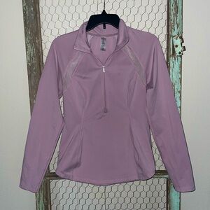 Yogalicious Lux Long sleeve, half zip tech workout top.